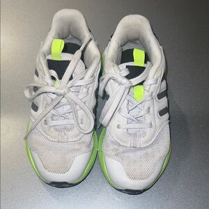 Kids Adidas White and Green Sneakers